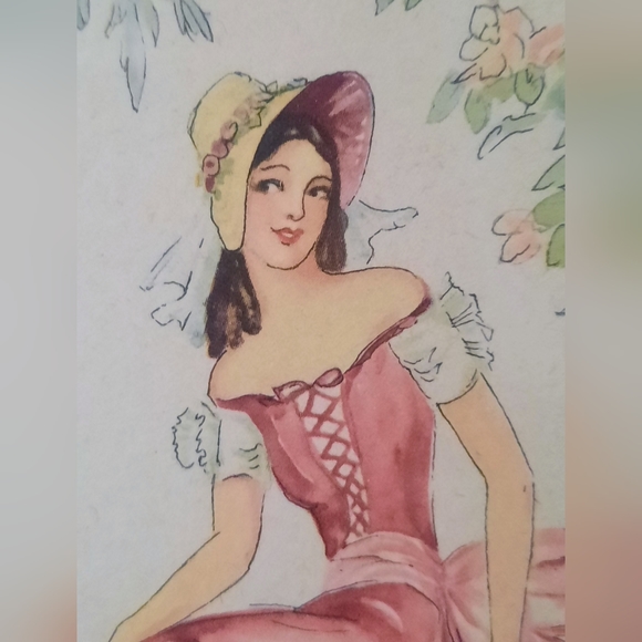 Victorian Colorized Ink Drawing - Picture 4 of 10